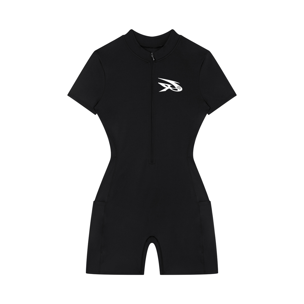 Women's Quarter-Zip Short Sleeve Romper